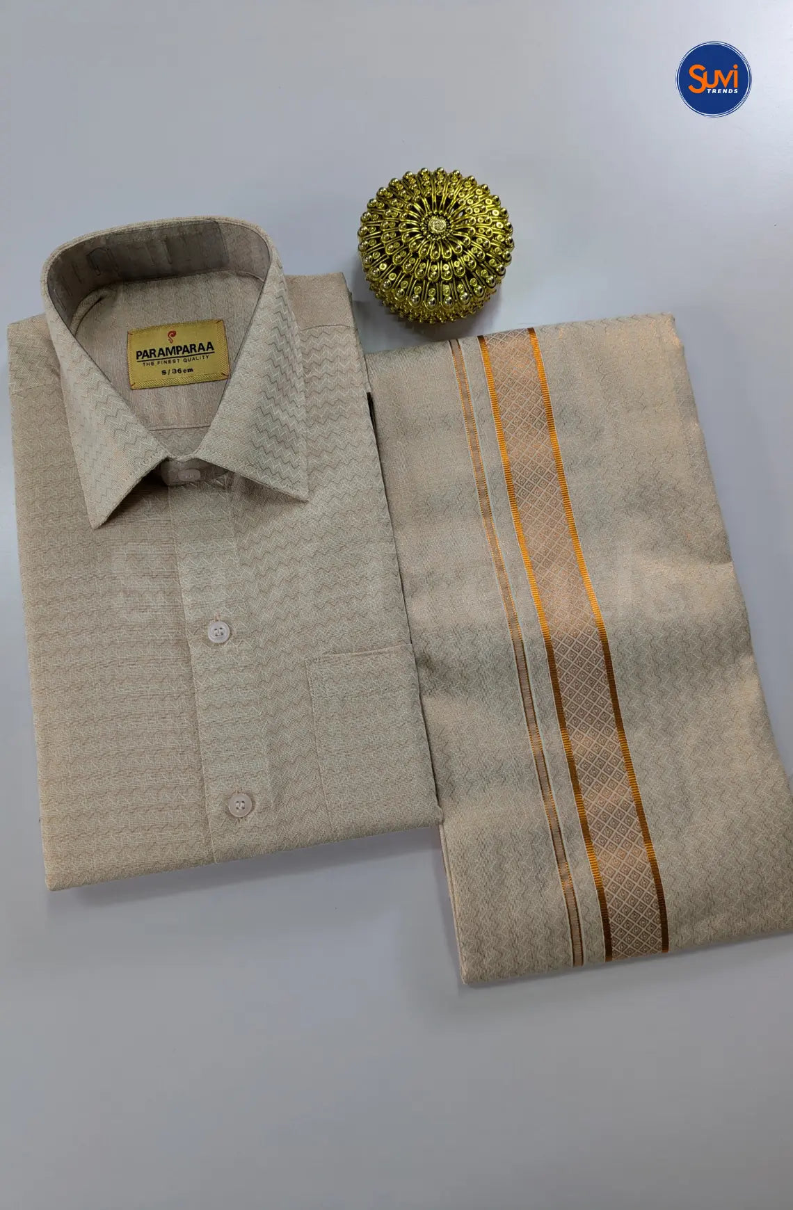 Wedding Zari Brocade Shirt and Dhoti Set 2
