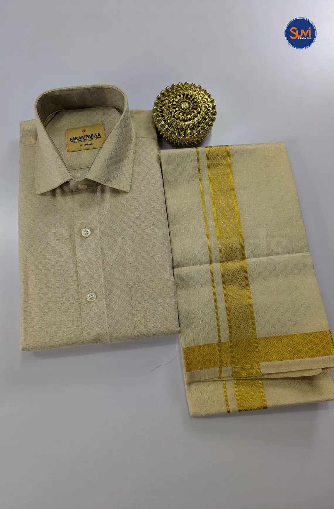 Wedding Zari Brocade Shirt and Dhoti Set 3