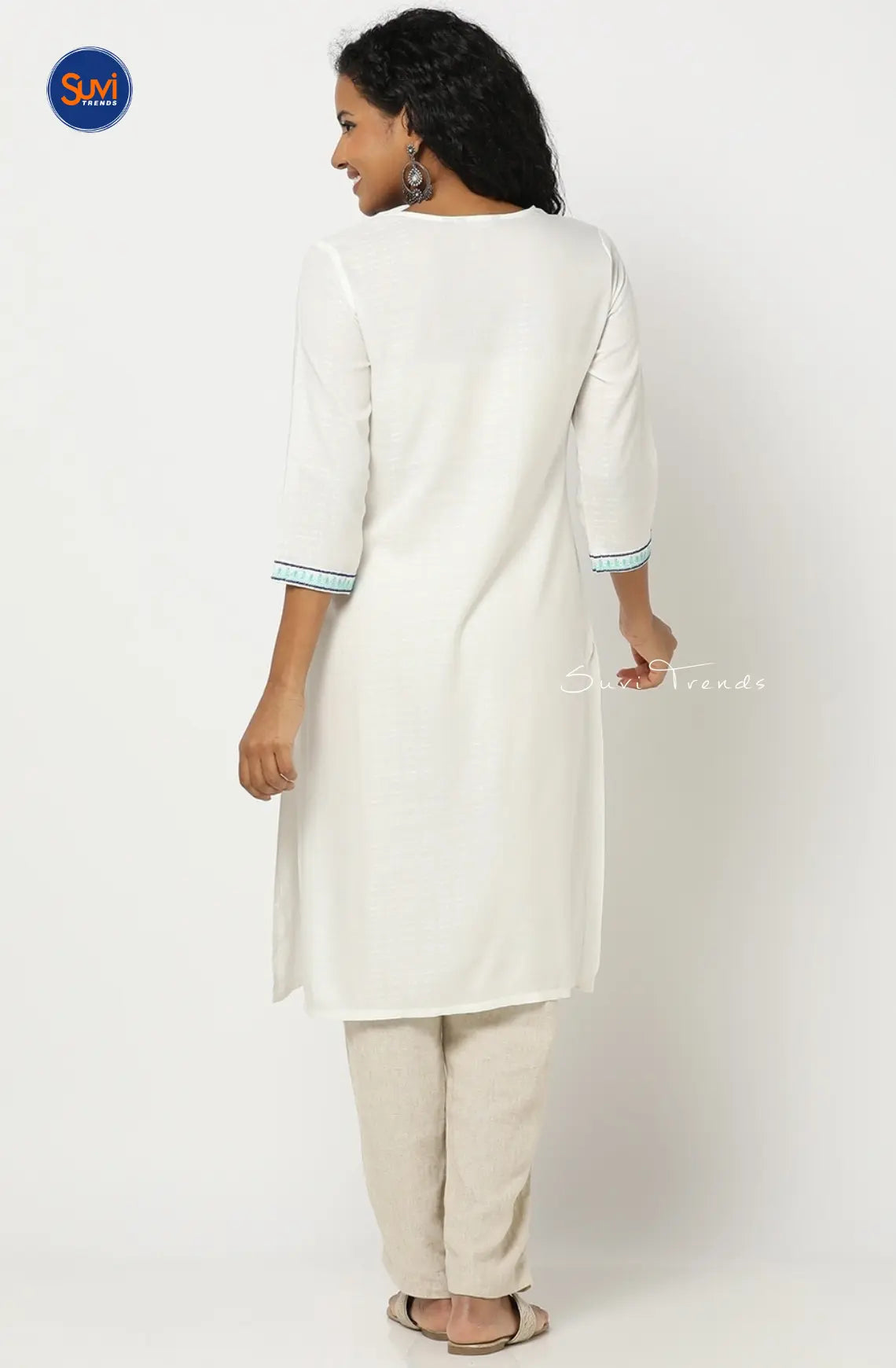 Yoke Embroidered Straight Kurta - White