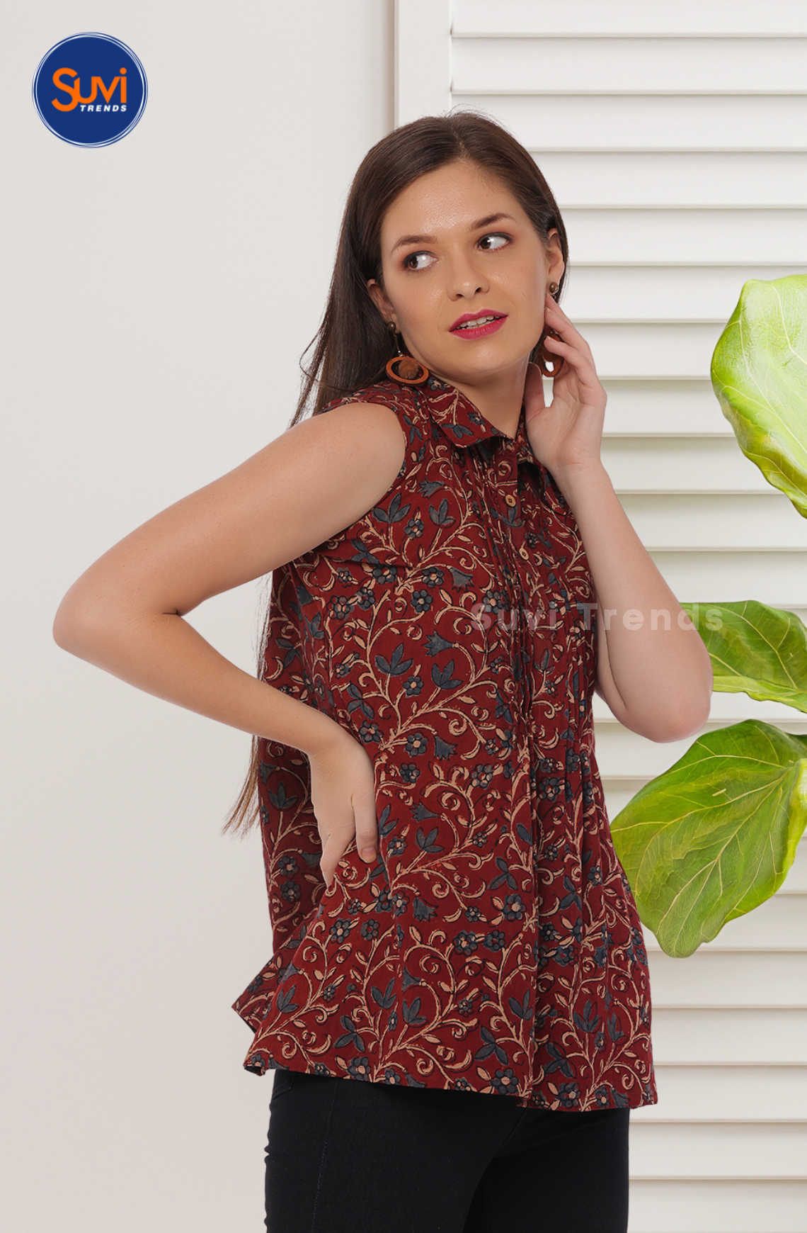 Natural Dyed Red Ajrakh Top