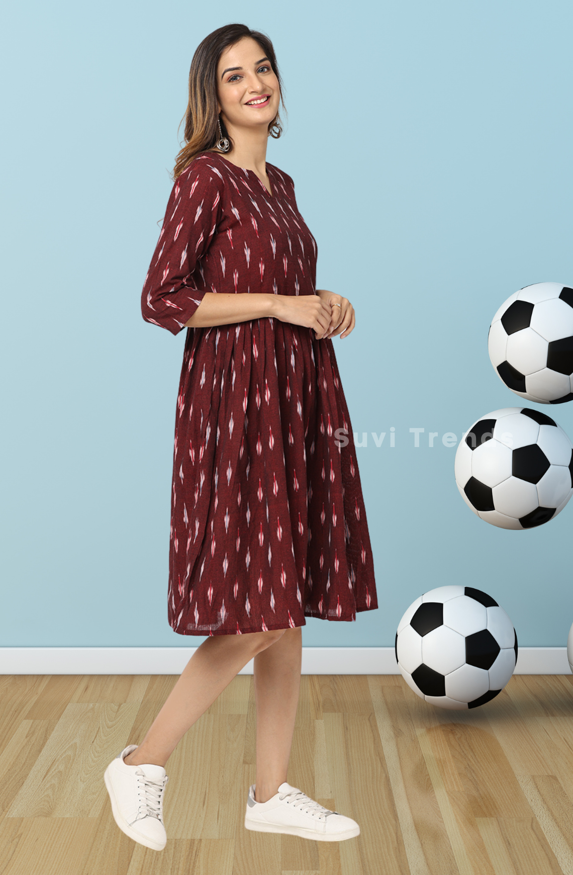 Maroon Ikat Dress