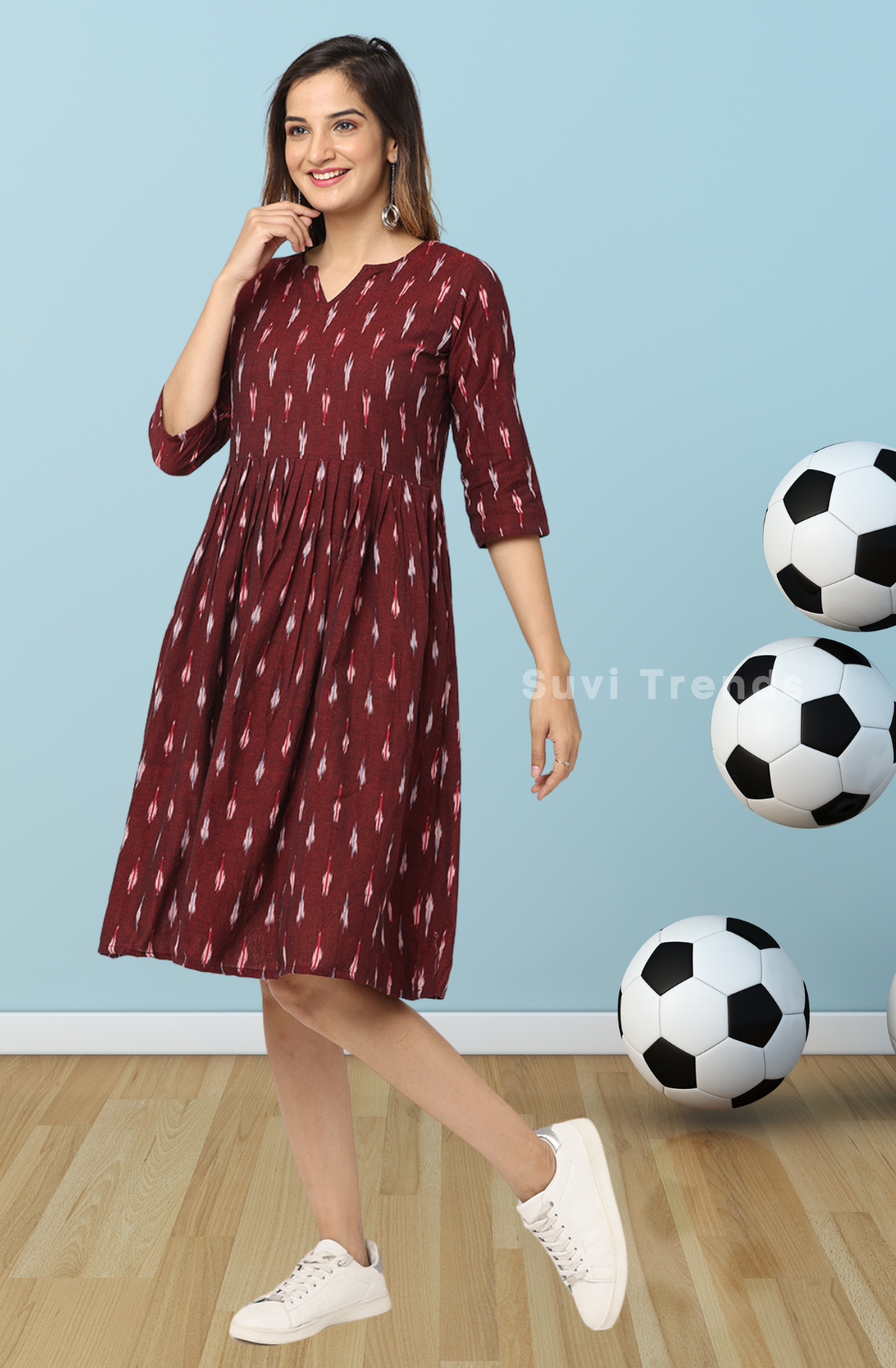 Maroon Ikat Dress