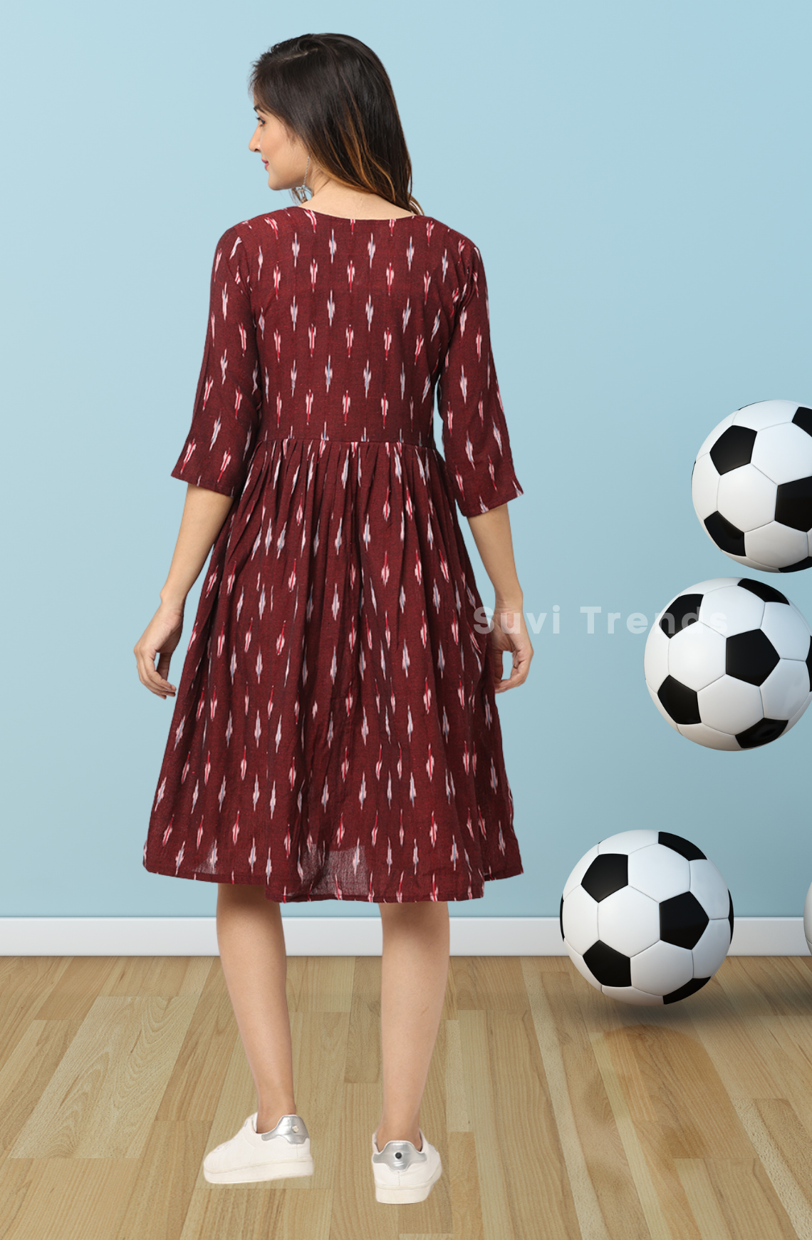 Maroon Ikat Dress