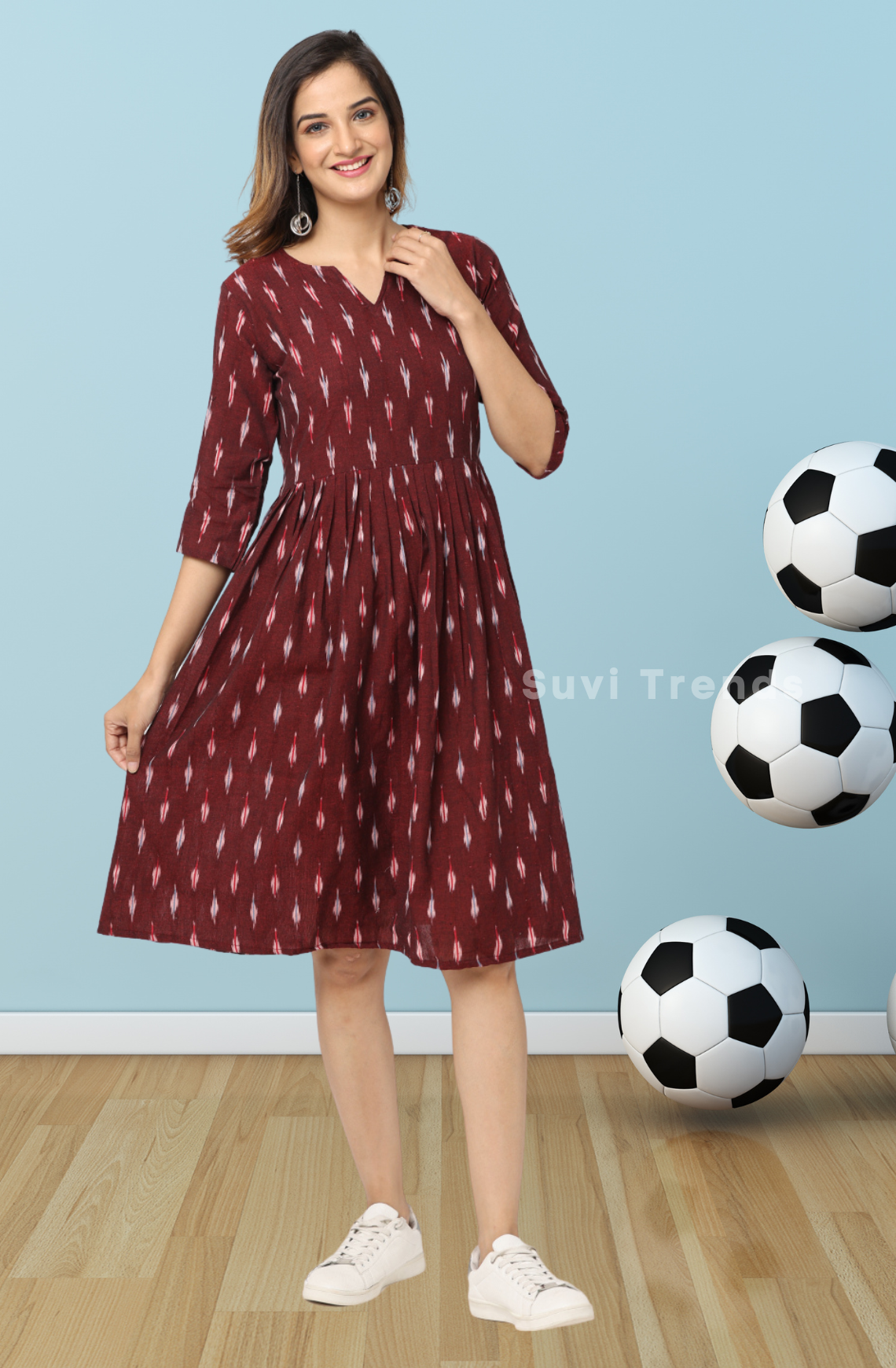 Maroon Ikat Dress