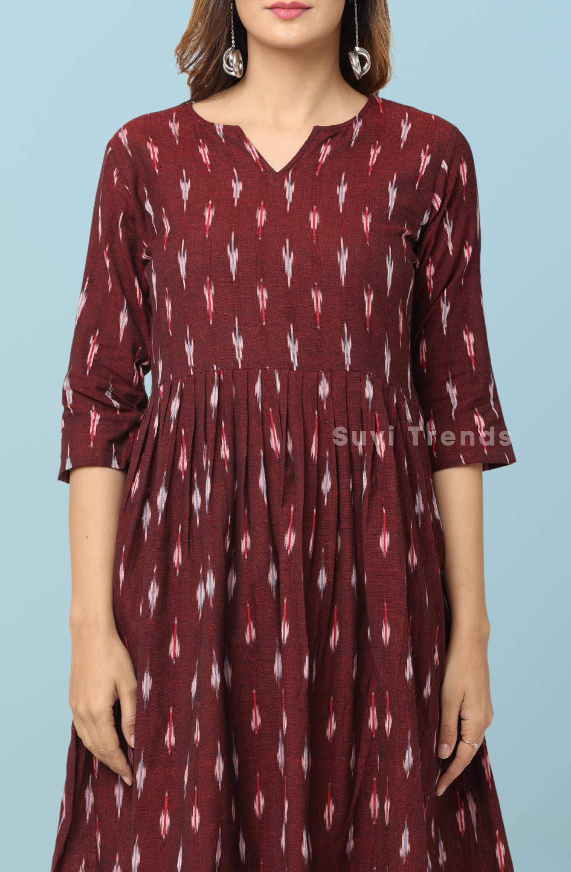 Maroon Ikat Dress
