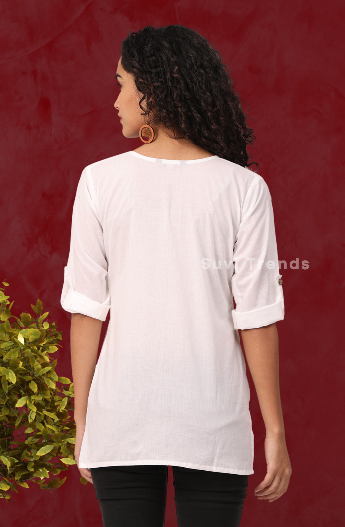 White Pintuck Top with Roll-Up Sleeve