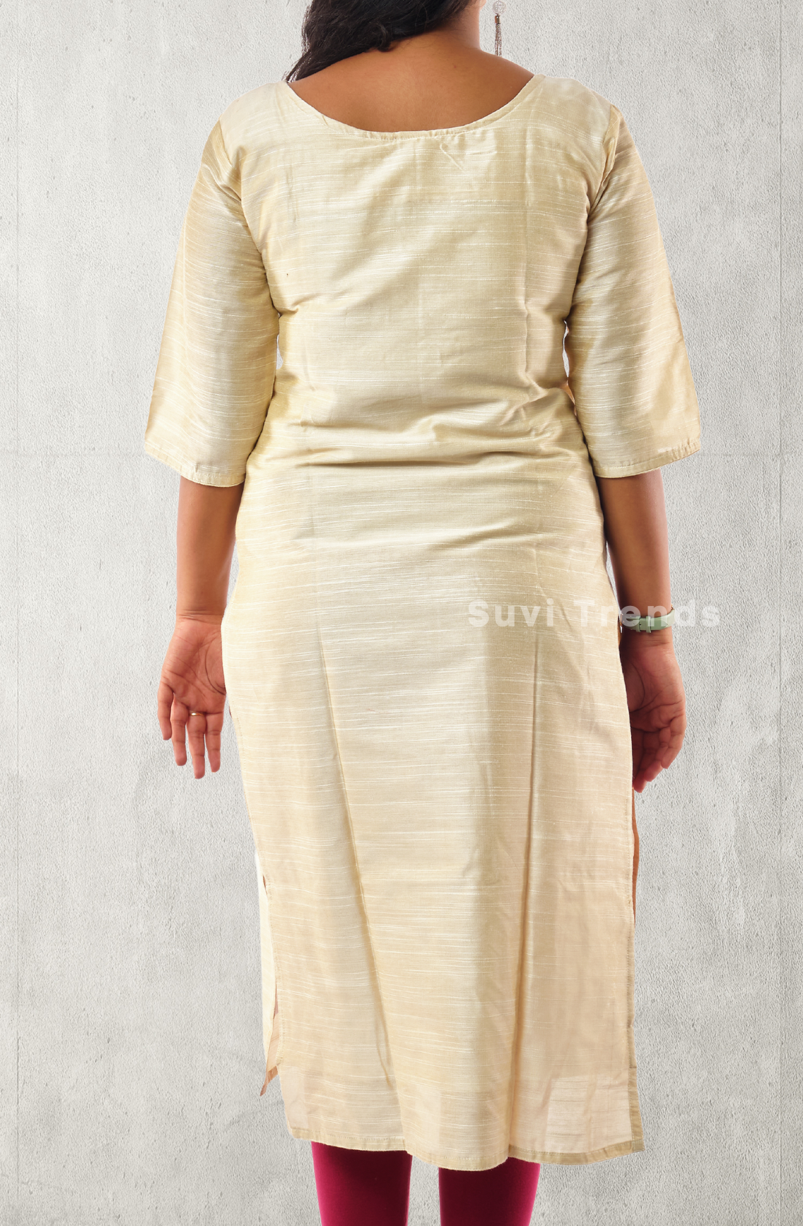 Off White & Maroon Aari worked Kurti