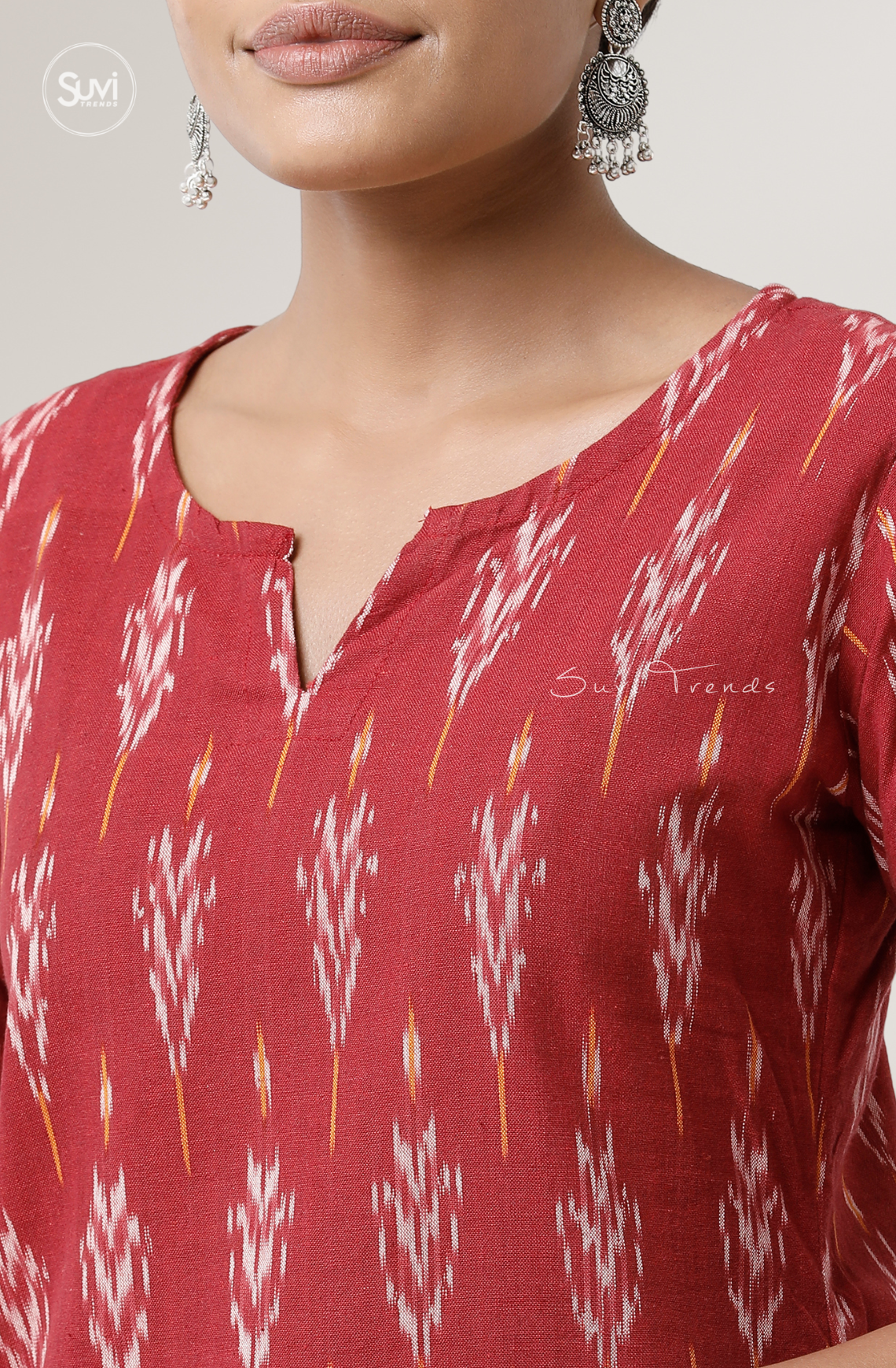 Red Cotton Ikat Top