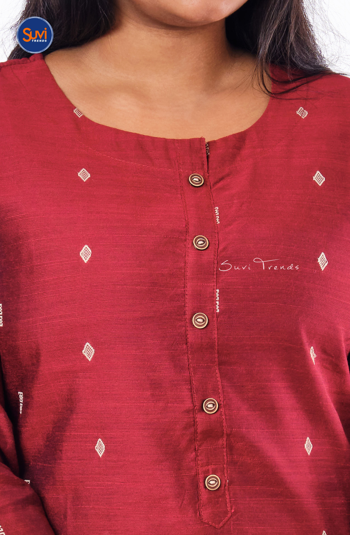 All Over Butta Embroidered Kurta - Maroon