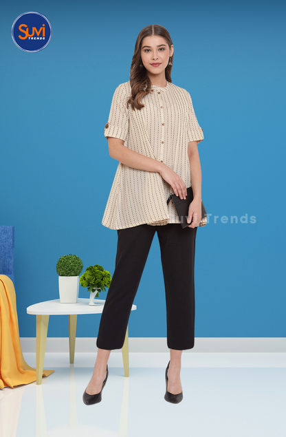 Printed Cotton Top - Off White