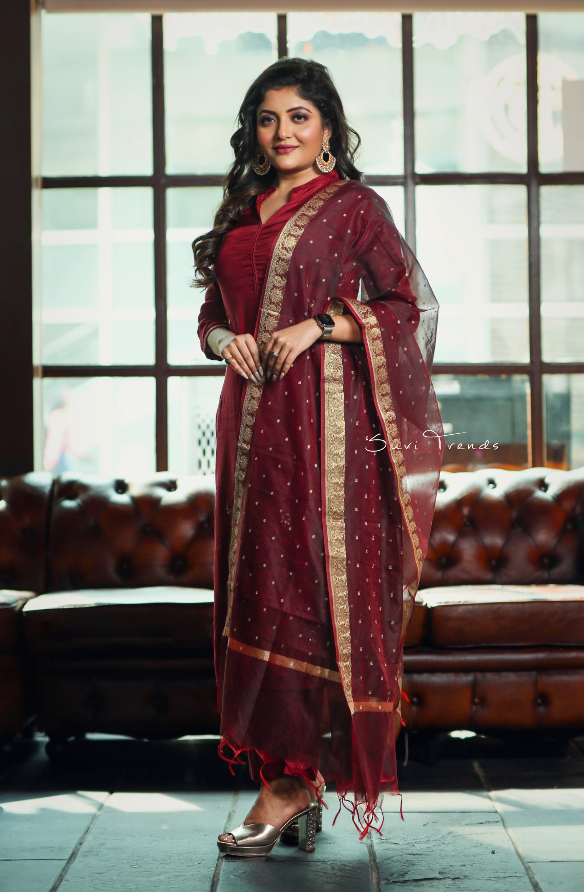 All Over Heavy Butta Handwork Kurta Set - Maroon