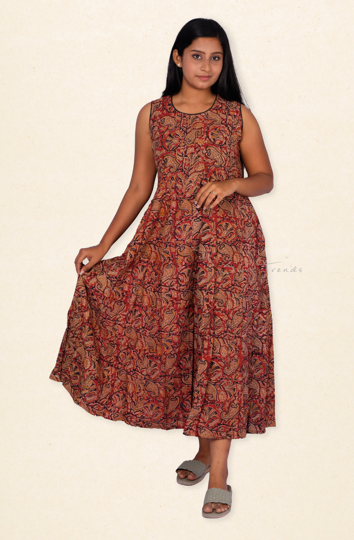 Kalamkari Handblock Printed Dress - Red