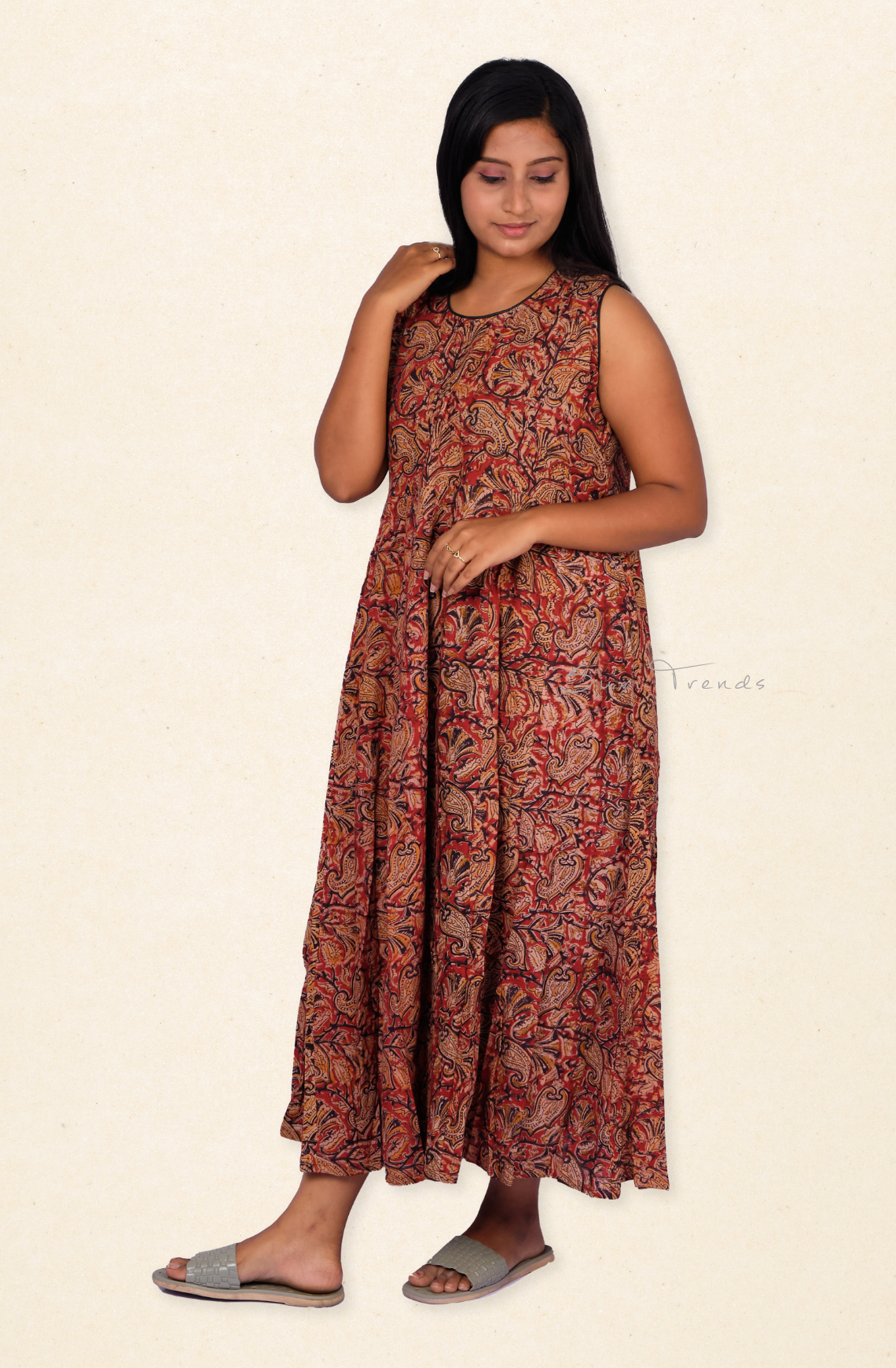 Kalamkari Handblock Printed Dress - Red