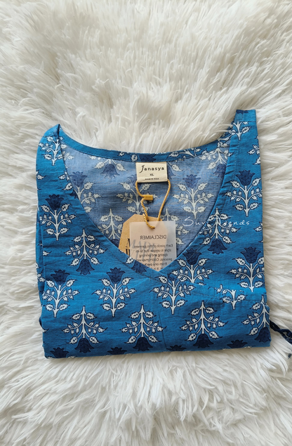 Floral Peplum Short Top - Blue