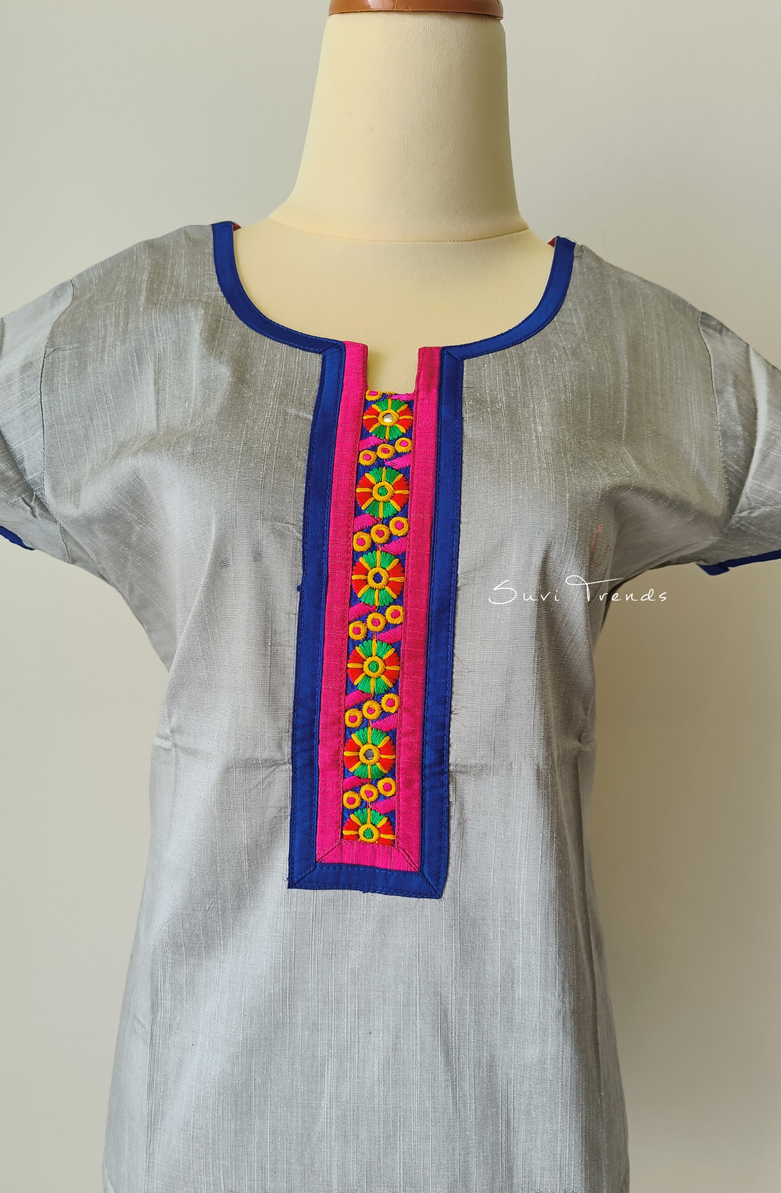 Hand Block Printed Straight Kurta - Grey