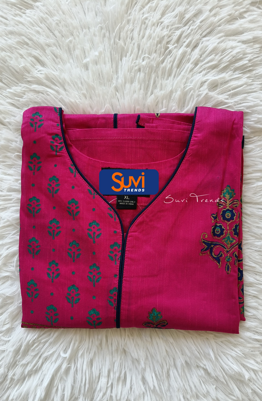 Floral Printed Straight Kurta - Pink