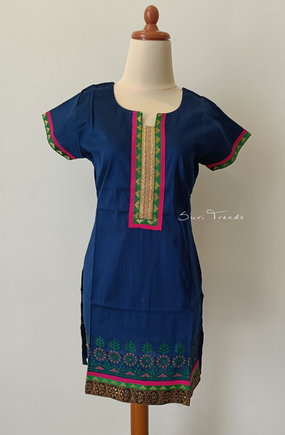 Hand Block Printed Straight Kurta - Blue