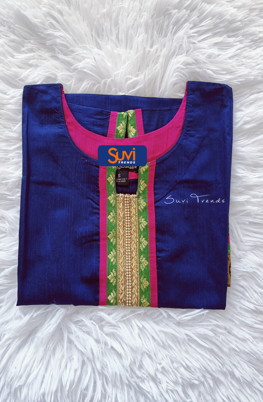 Hand Block Printed Straight Kurta - Blue