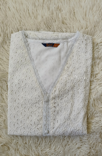 Hakoba Short Top with Lining - White