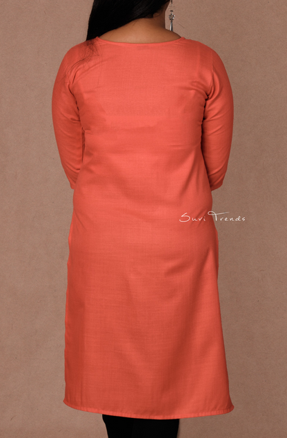 Cotton Printed Straight Kurta - Pink