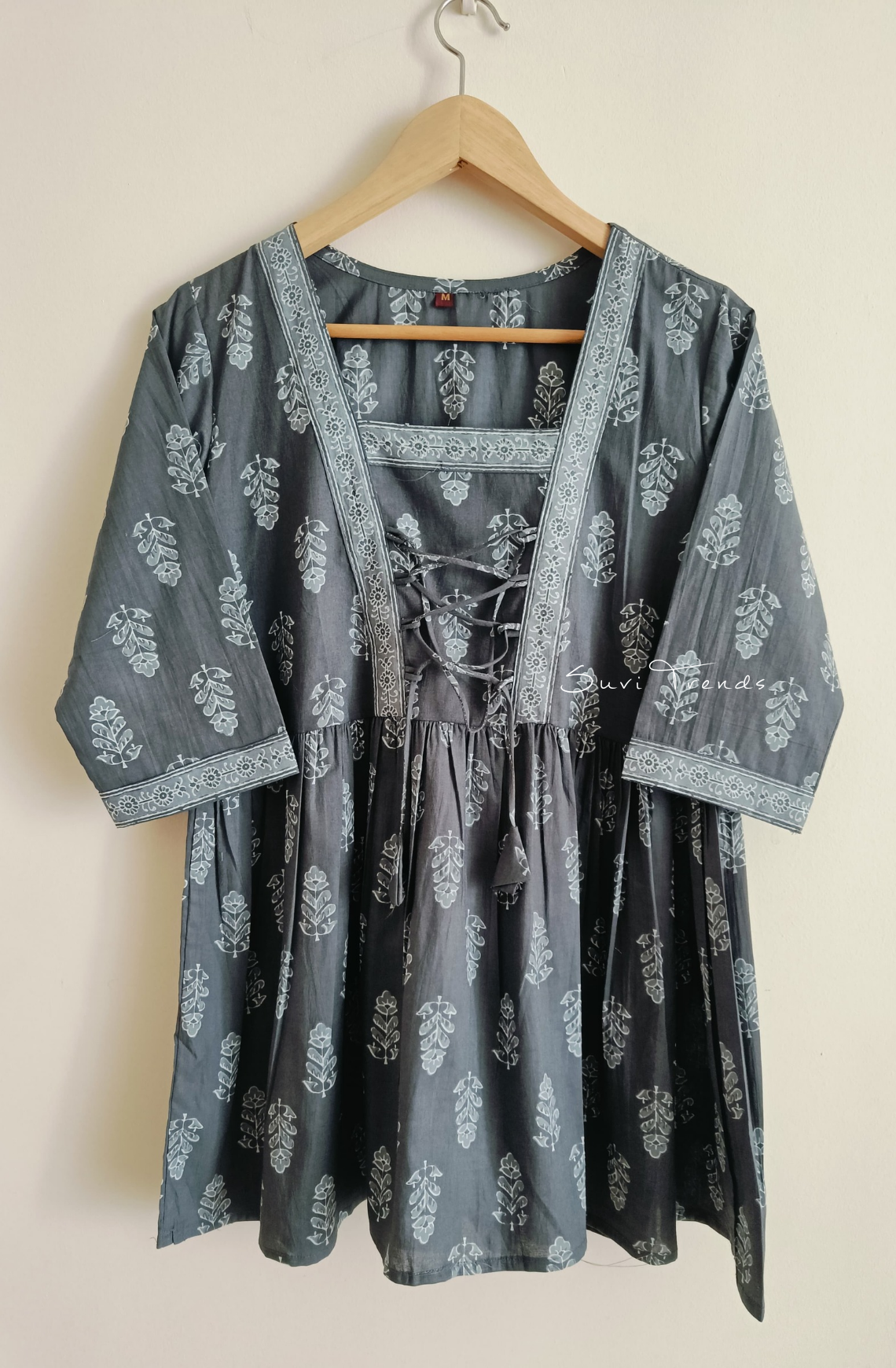 Cotton Zig Zag Dori Top - Grey
