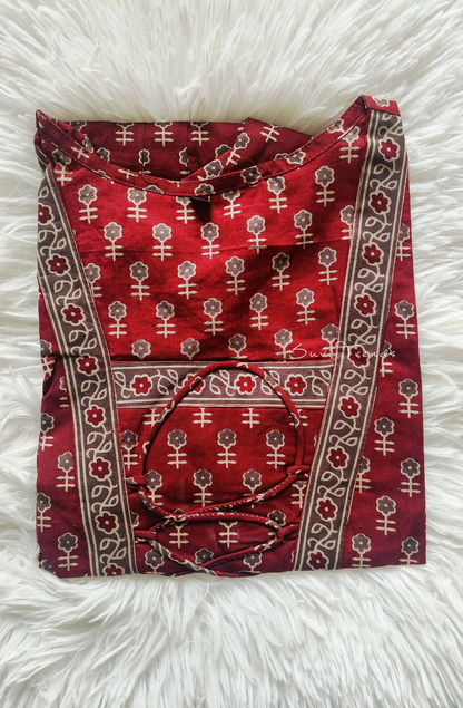 Cotton Zig Zag Dori Top - Red