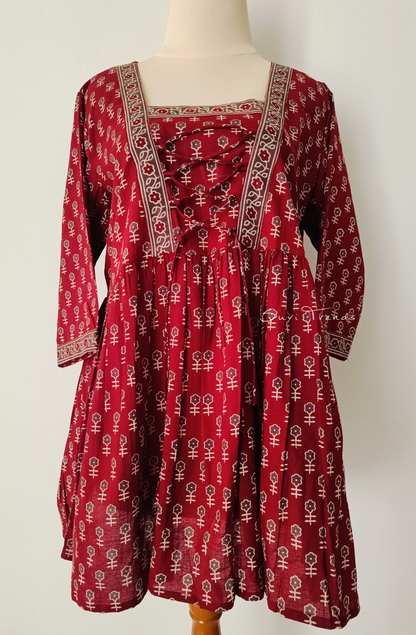 Cotton Zig Zag Dori Top - Red
