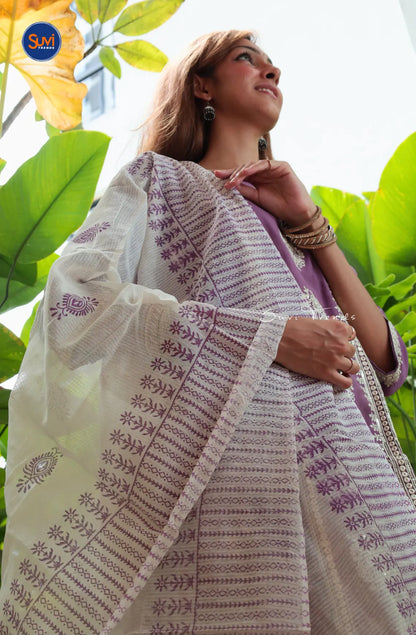 All Over Floral Embroidered Suit Set - Lavender