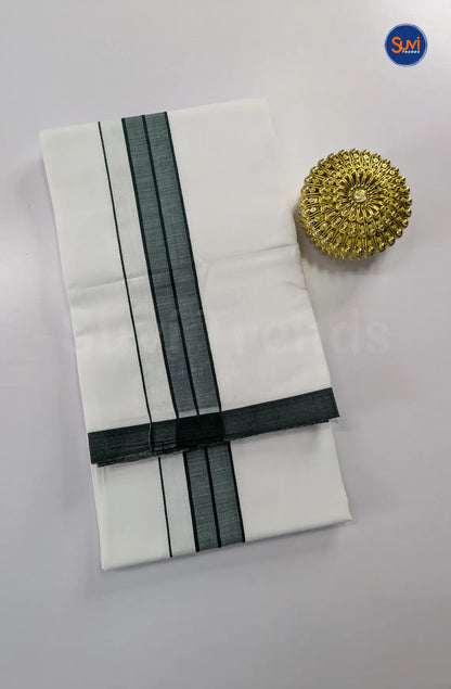 Casual Men's Cotton Dhoti Set - Dark Green