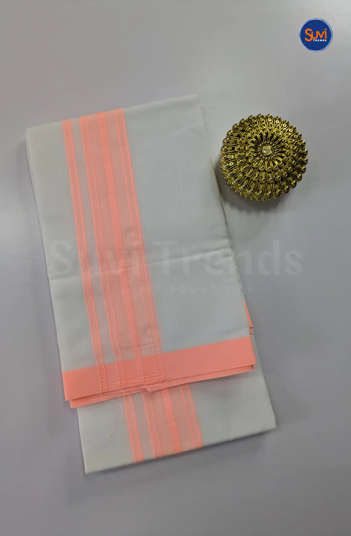 Casual Men's Cotton Dhoti Set - Light Peach