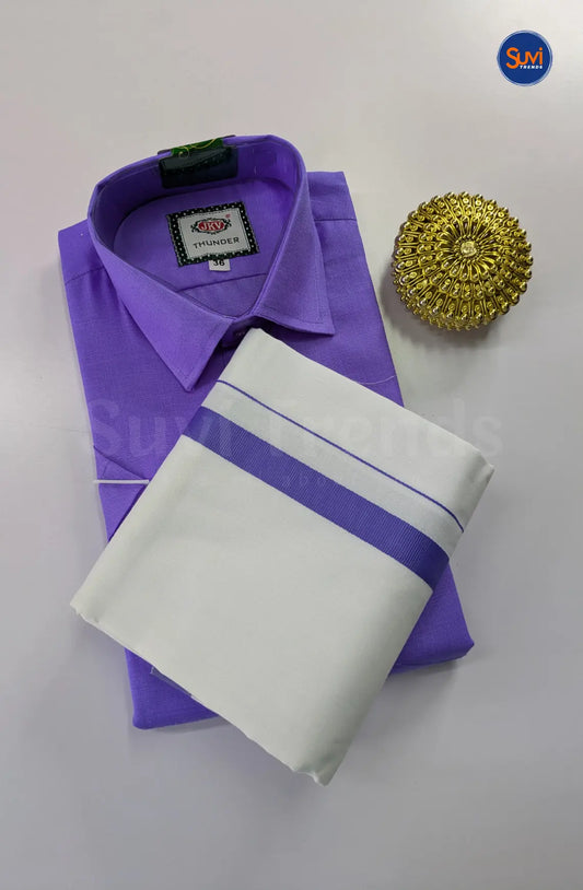 Casual Men's Cotton Dhoti Set - Purple