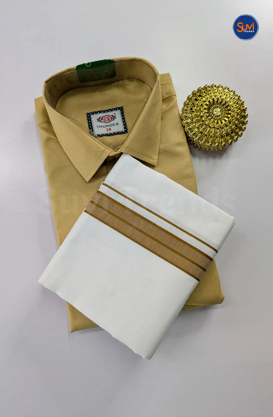 Casual Men's Cotton Dhoti Set - Sandal