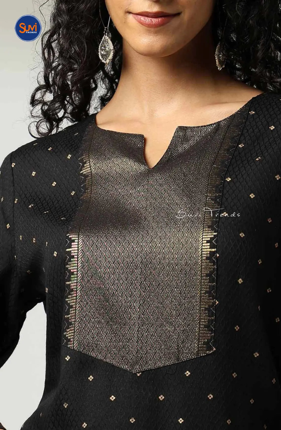 Cotton Woven Straight Kurta - Black