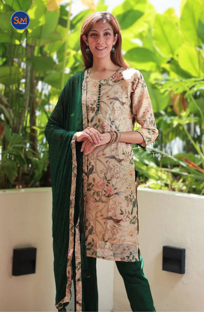 Digital Printed Suit Set - Brown