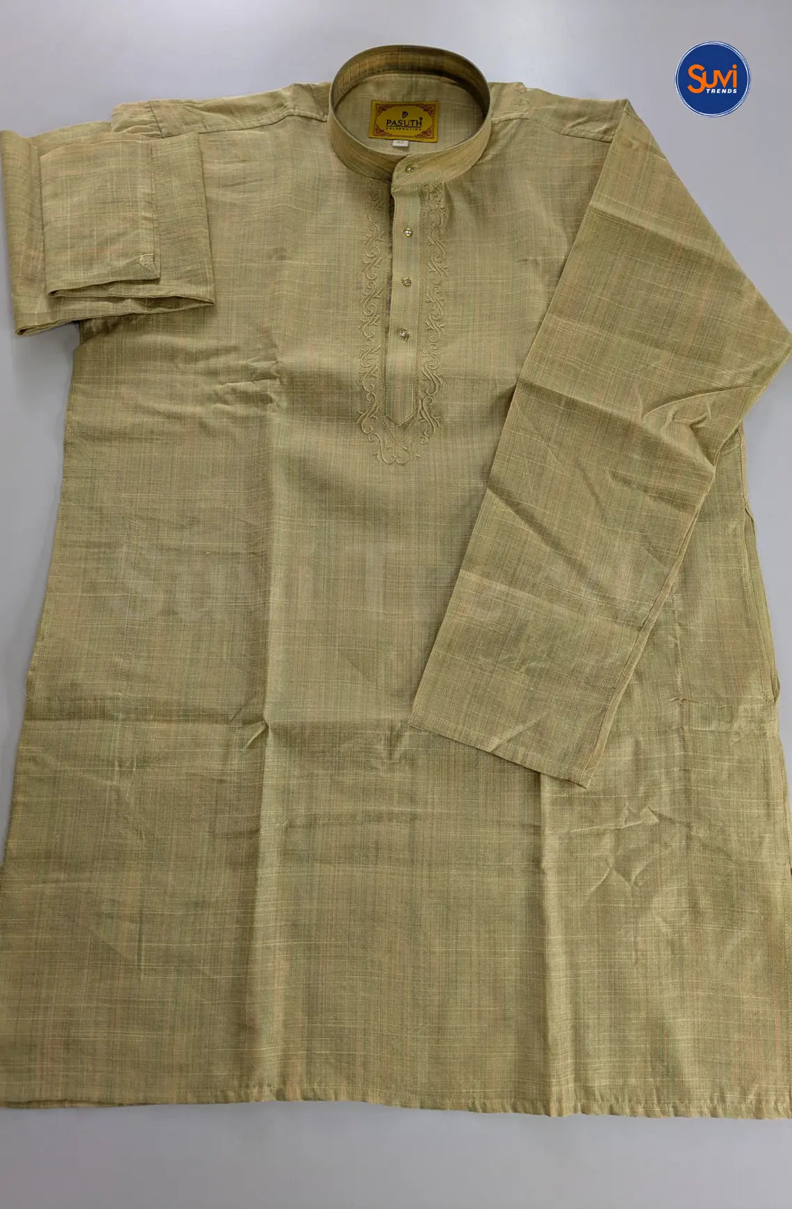 Ethnic Men's Cotton Kurta and Dhoti Set - Tussar