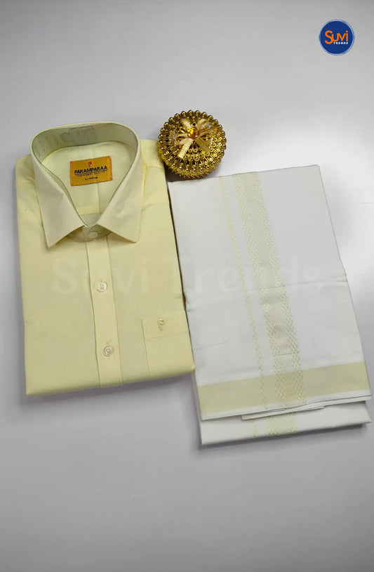 Indo Organic Men's Cotton Shirt And Dhoti Set - Sandal