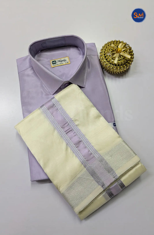 Kids Dhoti Set With Colour  Zari - Lavender
