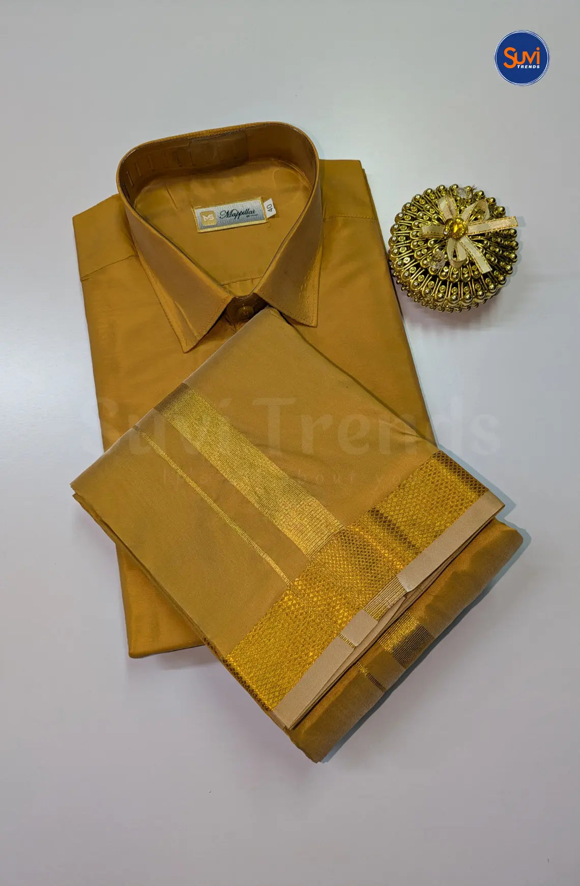 Kids Dhoti Set With Gold Zari - Jari Gold
