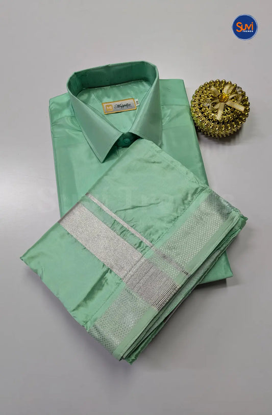 Kids Dhoti Set With Silver Zari - Rexona