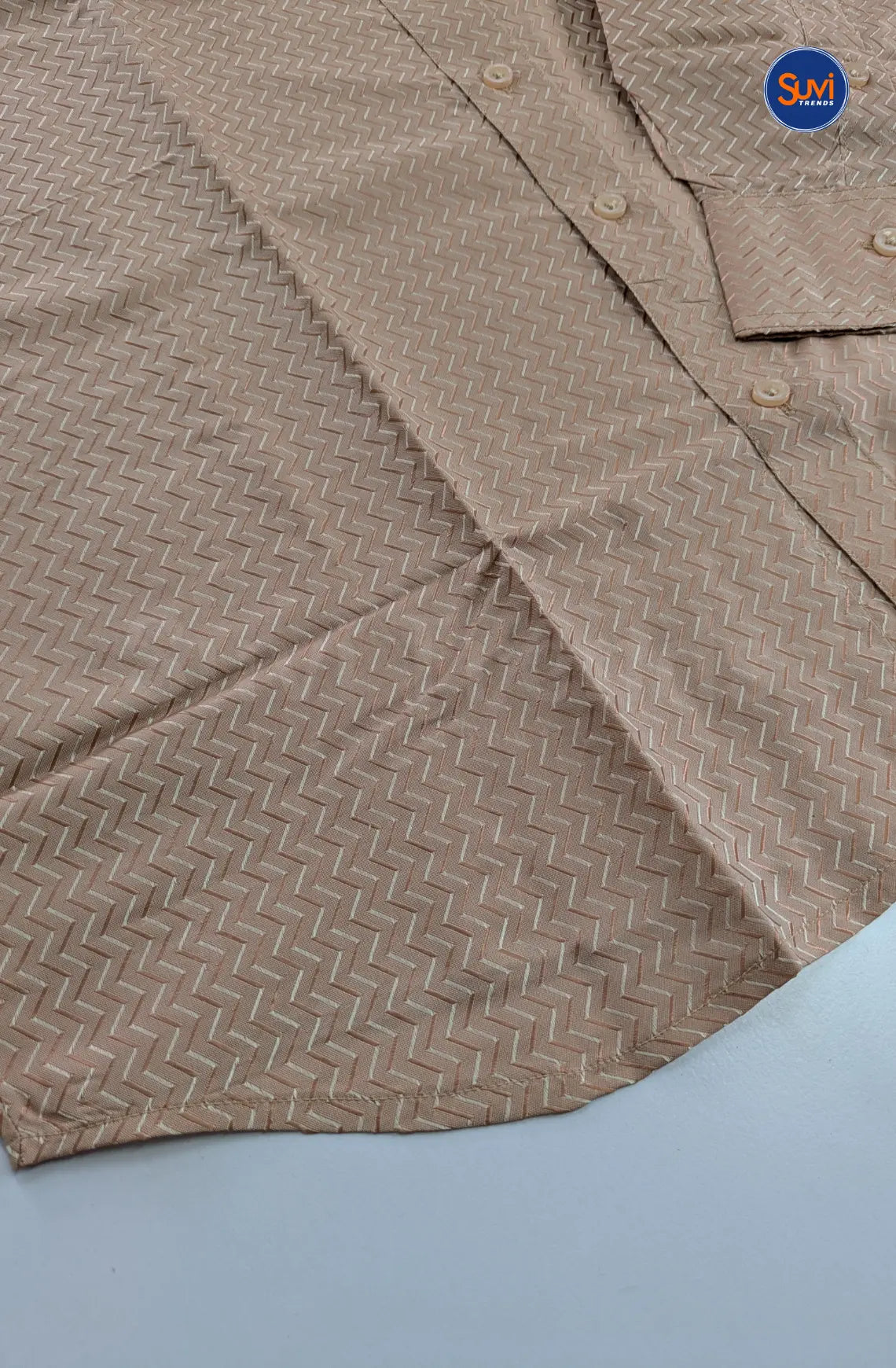 Luxury Embossed Dhoti Set Woven With Gold Zari - Copper