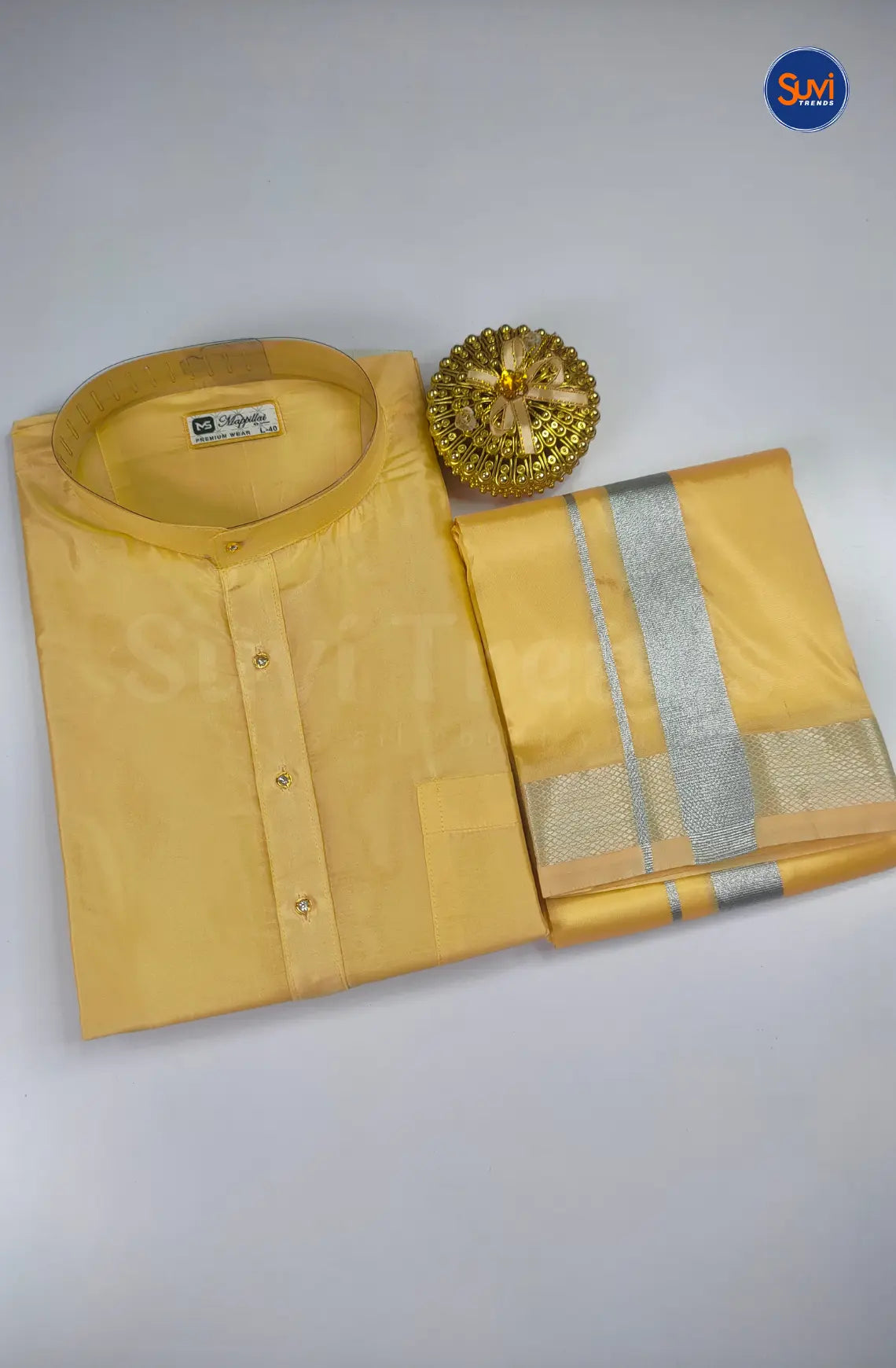 Premium Art Silk Kurta And Dhoti set - Champagne