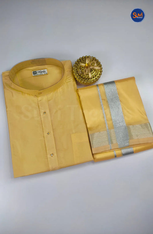 Premium Art Silk Kurta And Dhoti set - Champagne