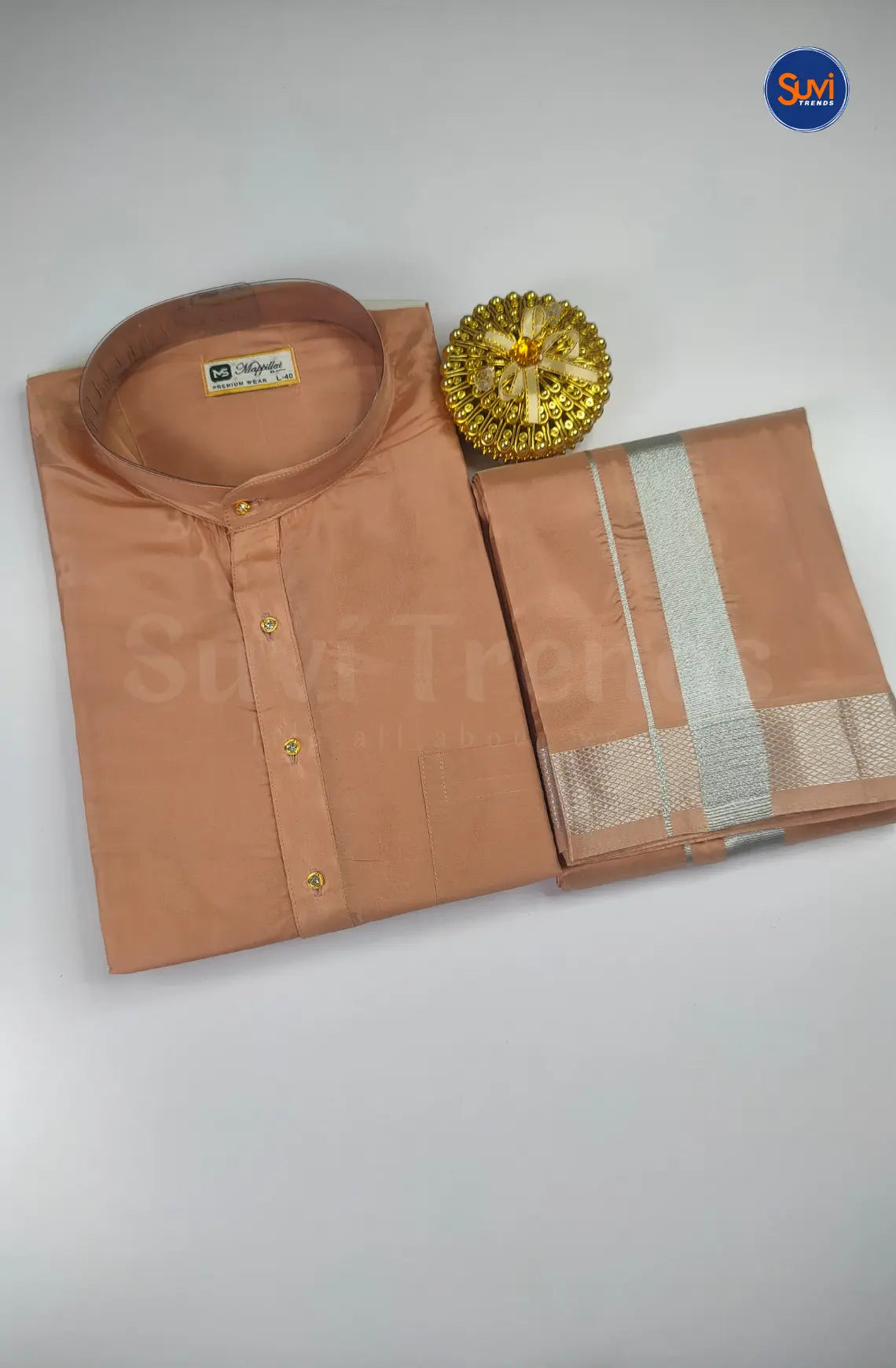 Premium Art Silk Kurta And Dhoti set - Copper