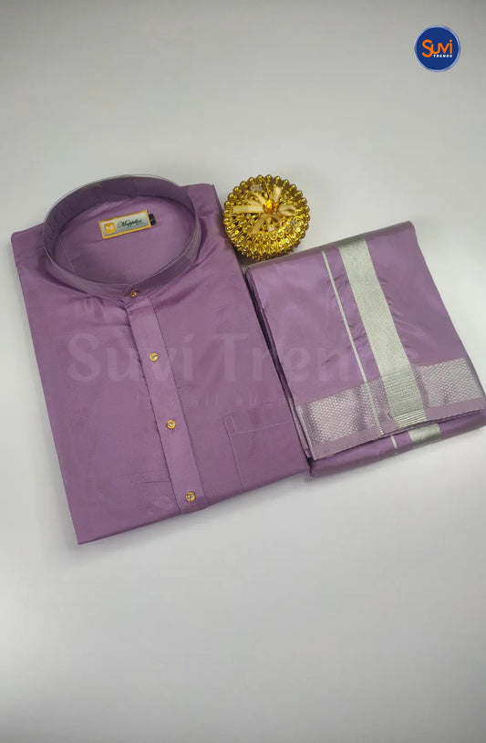Premium Art Silk Kurta And Dhoti set - Dark Lavender