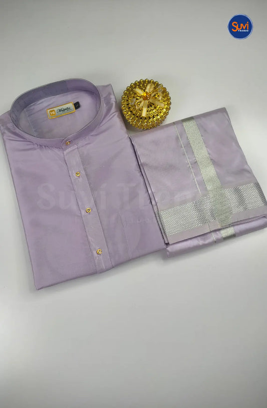 Premium Art Silk Kurta And Dhoti set - Lavender
