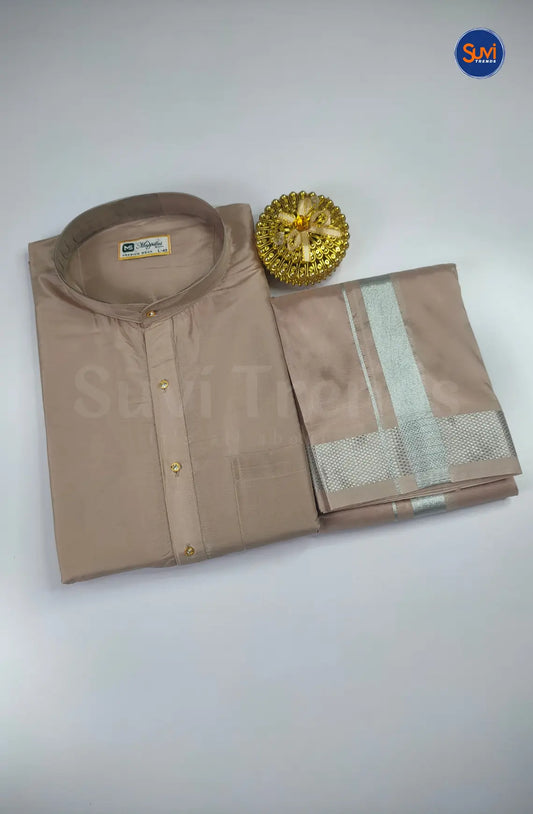 Premium Art Silk Kurta And Dhoti set - Sandstone