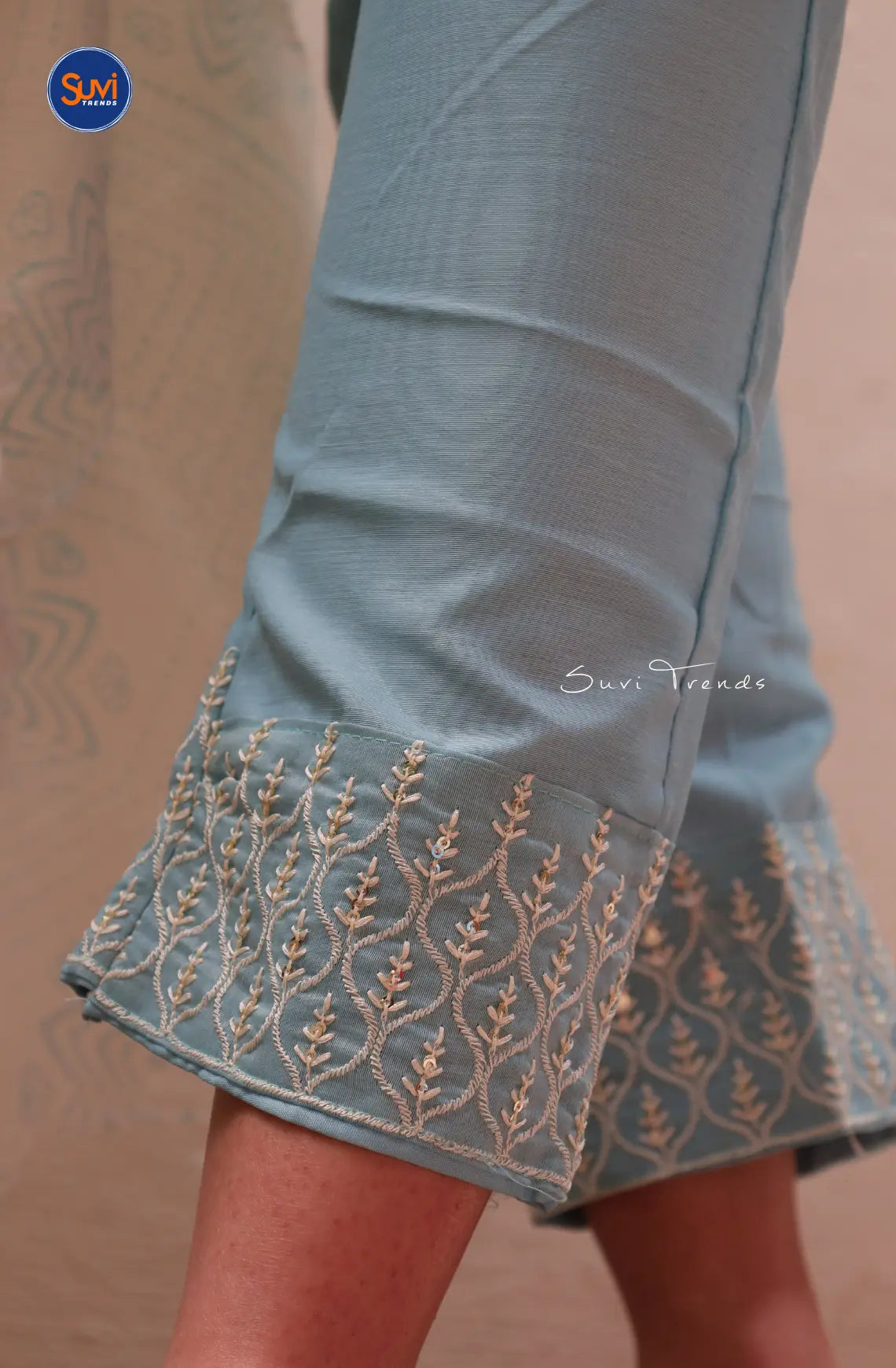 Premium Cotton Suit Set with Butta Work - Sky Blue