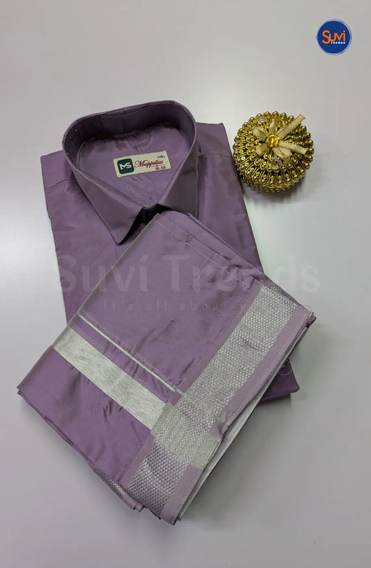 Premium Japan Silk Dhoti Set - Dark Lavender