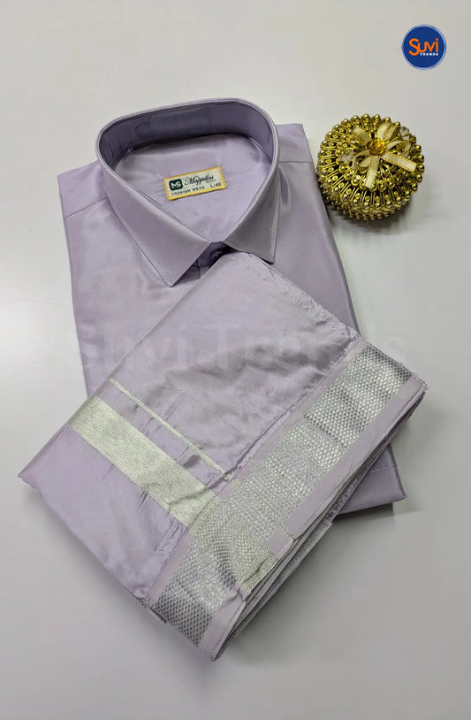 Premium Japan Silk Dhoti Set - Lavender