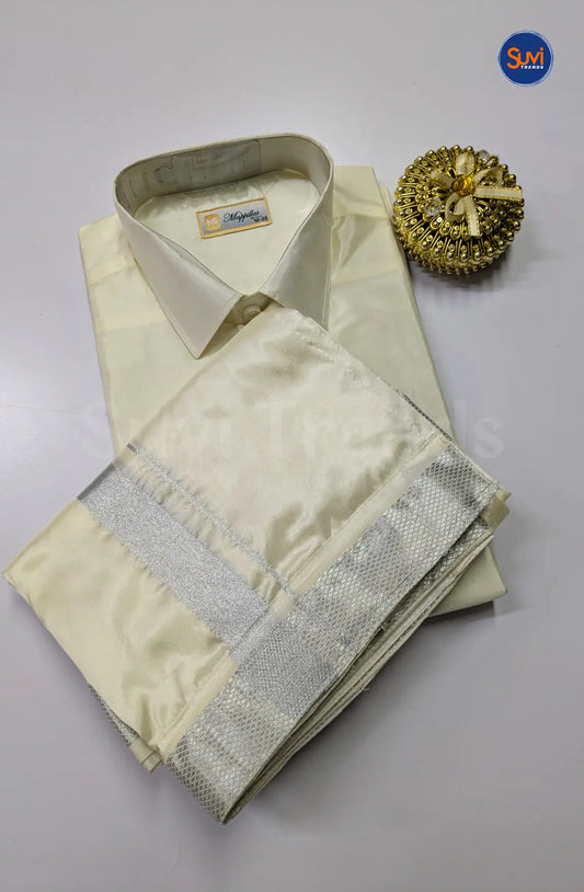 Premium Japan Silk Dhoti Set - Off White